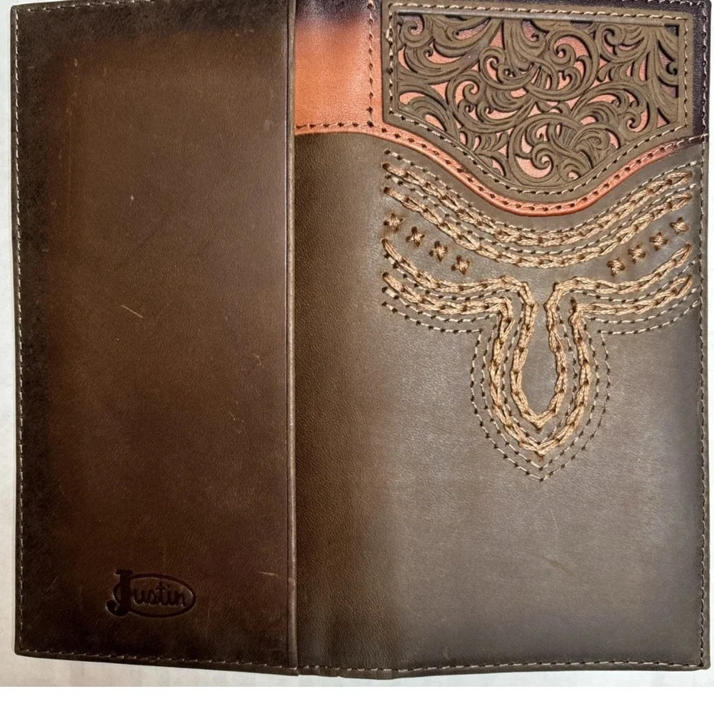 Justin Russet Inlay Rodeo Wallet - Picture 6 of 6